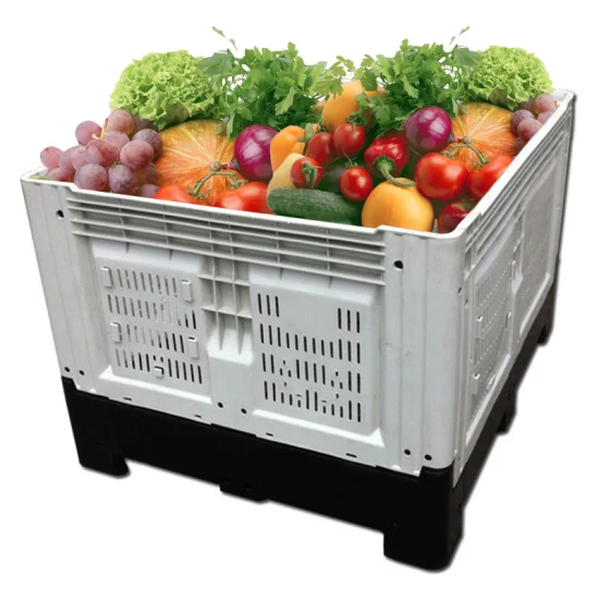 Factory Heavy Duty Large Vented/Mesh HDPE Stackable Warehouse Storage Agriculture Container Foldable/Folding/Collapsible Plastic Pallet Box for Fruit Vegetable