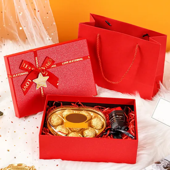 Valentine′s Day Set Folded Ivory Paper Cosmetic Perfume Pink Raffia Easy Transportation Fashion Lovely Design Birthday Party Festival Gift Packaging Paper Box