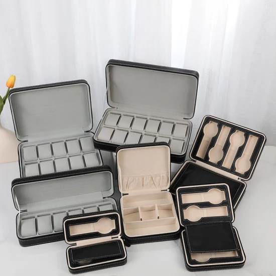 Manufacturers Customized Hot Overseas Watch Zipper Bag Simple Portable Flip Double Watch Storage Jewelry Box