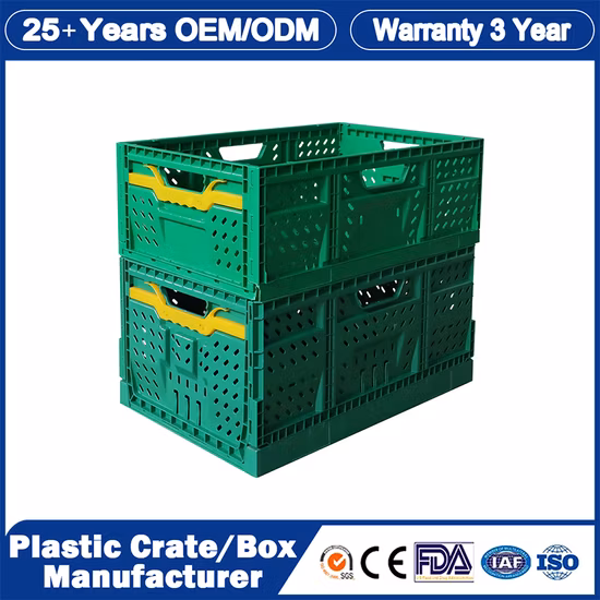 High Quality Storage Foldable and Stackable Solid Plastic Folding Moving Fruit Box