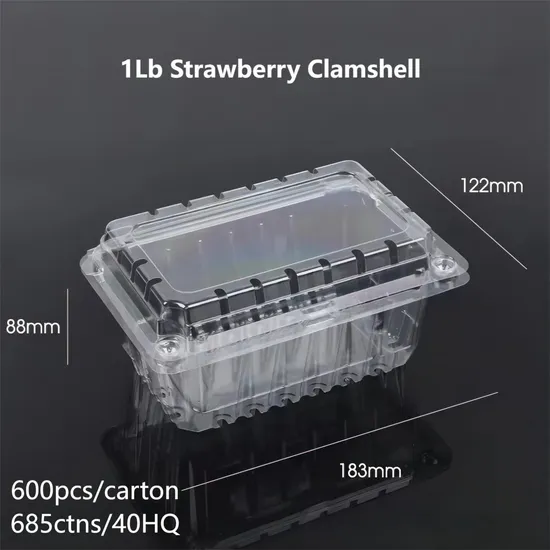 1 Lb Pet Blister Plastic Strawberry Clamshell Box for Fruit Packing 