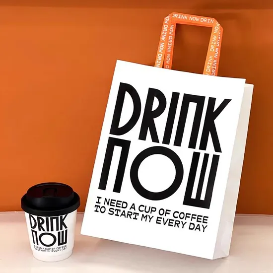 Custom Printed Brown Kraft Paper Bags with Flat / Twist Handles 