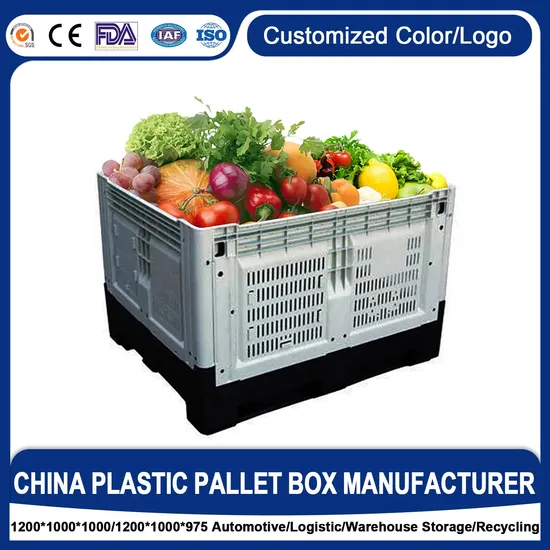 Cheap Price Heavy Duty Folding Plastic Pallet Box for Fruits Vegetables 1200X1000X810mm Collapsible Bin Container 