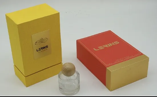Custom Gold Foil Logo Luxury Perfume Paper Box Lid Base Rigid Perfume Gift Box with EVA Tray 